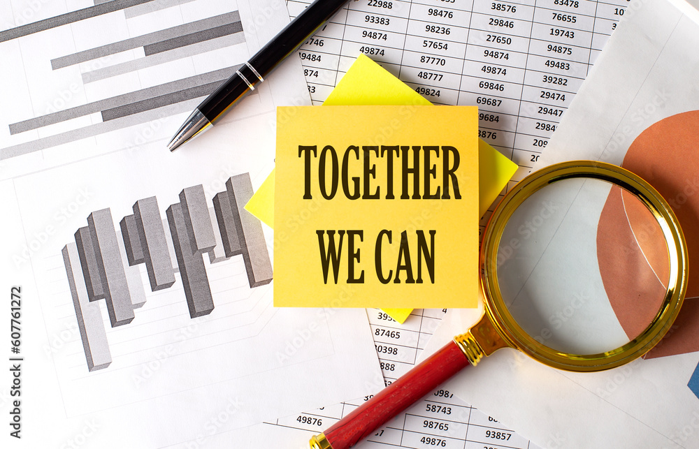 Poster together we can text on a sticky on the graph background with pen and magnifier