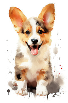 puppy watercolor clipart cute isolated on white background