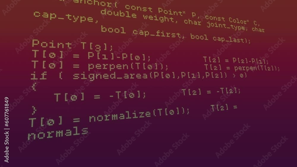 Poster animation of data processing against purple gradient background