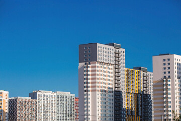 Fototapeta na wymiar Vidnoye, Leninsky district, Moscow region. Modern high-rise residential buildings. Construction of new residential quarters. New buildings.
