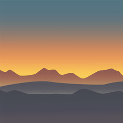Fototapeta na wymiar vector landscape sand desert against the sunset romantic atmosphere