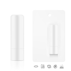 Realistic lipstick balm with blister mockup set. Vector illustration isolated on white background. Ready for your design. EPS10.