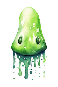 slime jelly monster watercolor clipart cute isolated on white background