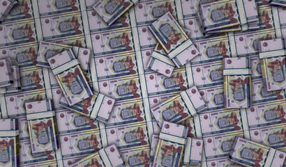 Uzbekistan Sum money banknotes pack 3d illustration