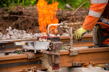 railway construction work in England, railway tracks