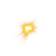 Fototapeta premium Golden star and sparks isolated on transparent background. Flares and sunbursts. Glowing light effects. PNG.