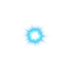 Blue star and sparks isolated on transparent background. Flares and sunbursts. Glowing light effects. PNG.