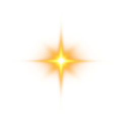 Obraz premium Golden star and sparks isolated on transparent background. Flares and sunbursts. Glowing light effects. PNG.