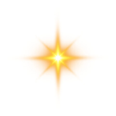 Obraz premium Golden star and sparks isolated on transparent background. Flares and sunbursts. Glowing light effects. PNG.