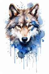 wolf watercolor clipart cute isolated on white background