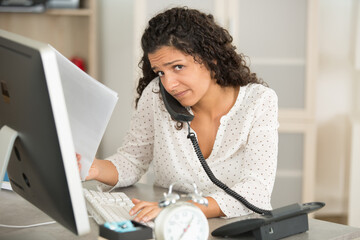 busy businesswoman working on office