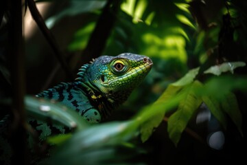 Fototapeta premium exotic pet in lush, green rainforest habitat, created with generative ai