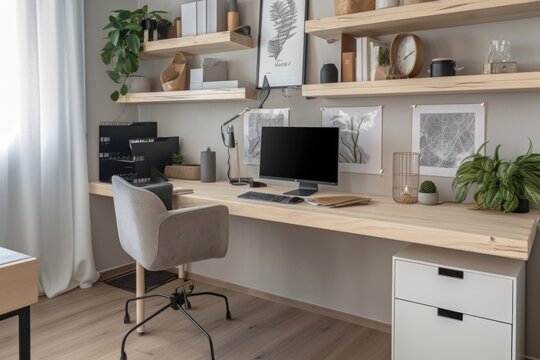 a home office equipped with all the necessary tools and technology for productivity, created with generative ai