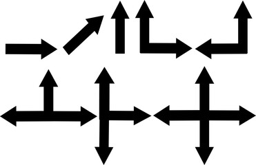 Set of black vector arrows. Arrow vector icon. Arrows vector collection. Flat style Arrows in different directions. Replaceable vector design.