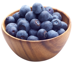 Wooden bowl filled with blueberry	
