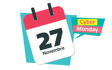 Cyber Monday november 27 th - France calendar design element