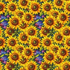 Fototapeta na wymiar Seamless floral pattern with sunflower flowers, tileable, Generative AI