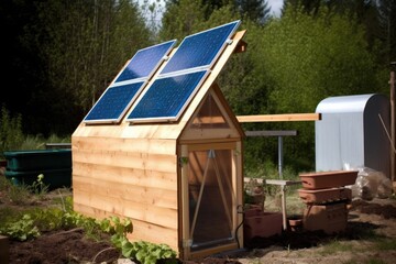 energy-efficient washer, drying clothes with solar panel, created with generative ai
