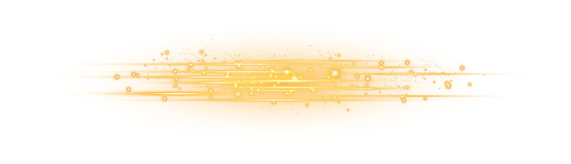 Yellow horizontal lens flares. Laser beams, horizontal light rays. Beautiful light flares. Glowing streaks on transparent background. Glowing stripes. Luminous abstract sparkling. Laser beams. PNG.
