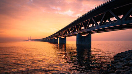 The Oresund Bridge is a combined motorway and railway bridge between Sweden and Denmark (Malmo and...