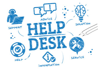 Help desk scribble concept - vector illustration - 607771030