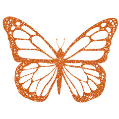 Orange butterfly glitter on transparent background. Butterfly icon.Design for decorating,background, wallpaper, illustration