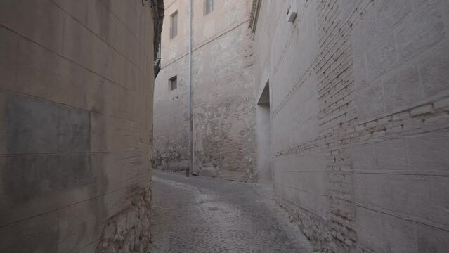 Beautiful Narrow Alley Street in Old Quarter of Ancient City Toledo, Castile - La Mancha, Spain