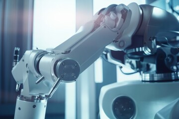 robotic arm performing precise medical procedure, with view of intricate internal visible, created with generative ai