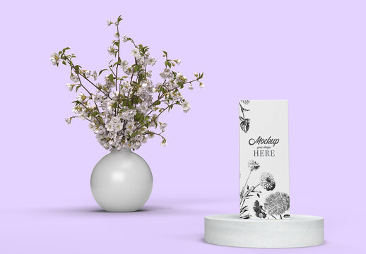 Cosmetic Packaging Box Mockup on a Lavender Background