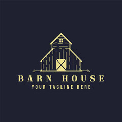 barn house logo line art vintage vector illustration template graphic design