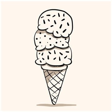 cute ice cream doodle with background cream