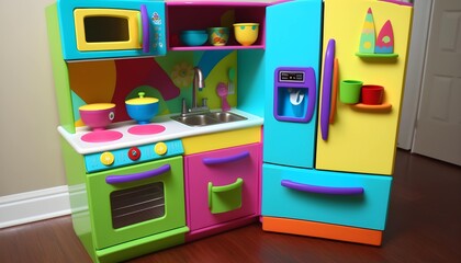 Colorful Toy Kitchen. Generative AI