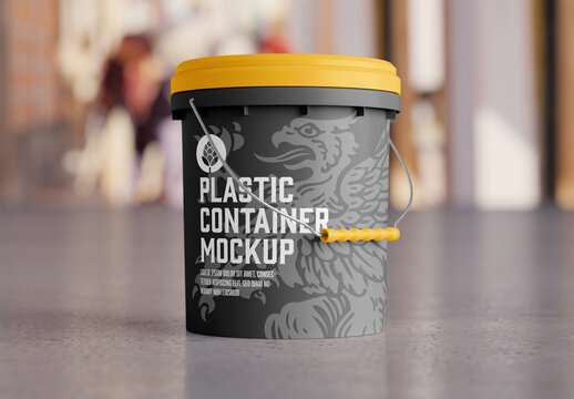 Plastic Paint Bucket Scene Mockup