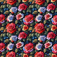 Fototapeta na wymiar Seamless floral pattern with Rose flowers, tileable, Generative AI