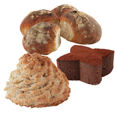 freshly baked bread isolated transparent background