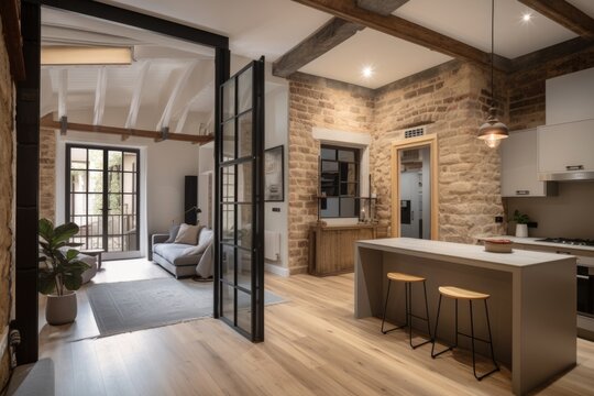 adaptive reuse and renovation project with an existing structure, bringing new life to the property, created with generative ai