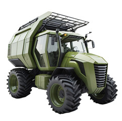 Obraz premium EV Tractor, Future Tractor, Farming vehicle with futuristic design, isolated, transparent background, no background. Generative AI.