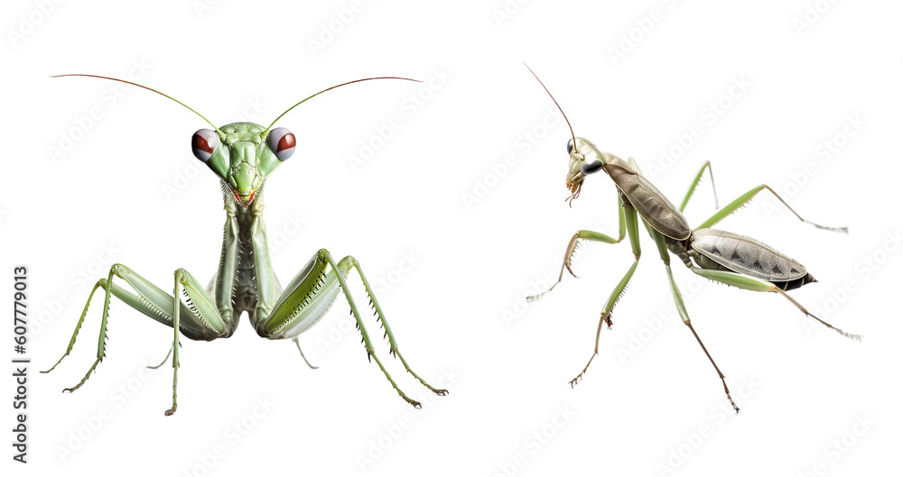 Wall mural mantis isolated with transparent background.