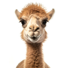 Fototapeta premium Cute baby camel isolated on a white background. Generative AI