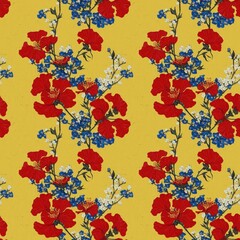 Fototapeta na wymiar Seamless floral pattern with Hibiscus flowers, tileable, Generative AI