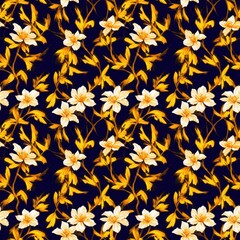 Naklejka na ściany i meble Seamless floral pattern with Jasmine flowers, tileable, Generative AI