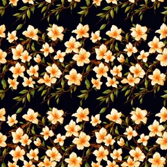 Seamless floral pattern with Jasmine flowers, tileable, Generative AI