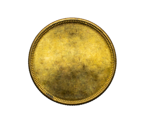 old empty gold coin on a przezroczystym isolated background. png	