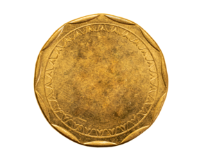 old empty gold coin on a przezroczystym isolated background. png	