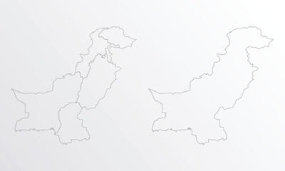 Obraz premium Black Outline vector Map of Pakistan with regions on white background