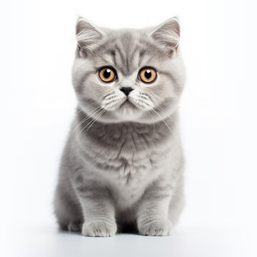 Cute British cat isolated on a white background. Generative AI
