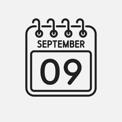 Icon page calendar day - 9 September