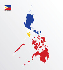 Obraz premium Set of political maps of Philippines with regions isolated and flag on white background