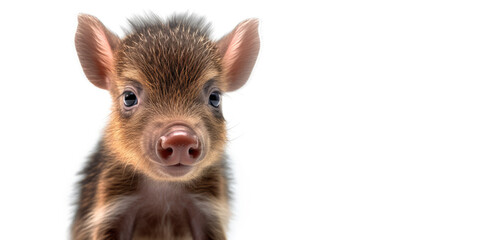 Obraz premium Cute baby boar isolated on a white background. Generative AI
