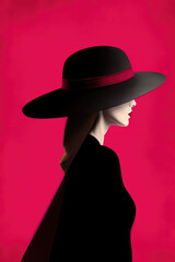 Bold and Beautiful: Fashionable Hat in Magenta and Black. Generative AI